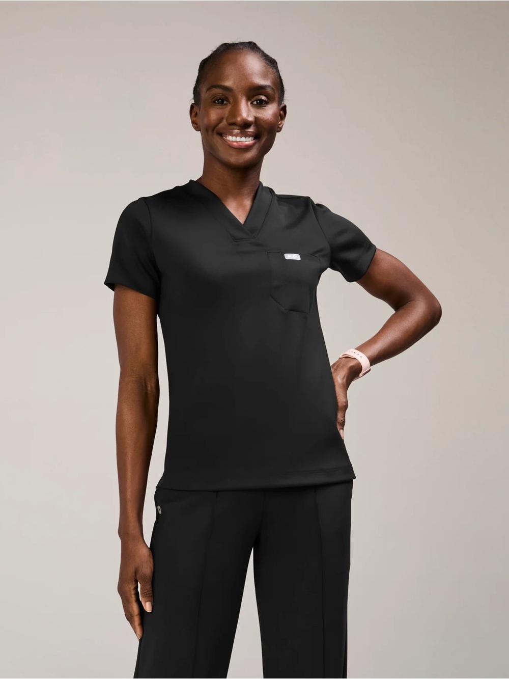 FIGS Formx Black Slim V-Neck Short Sleeve Scrub Top